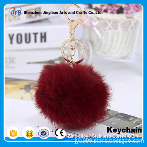 hot sale product in 2016 fluffy fox ball keyring colorful fur pom keychain